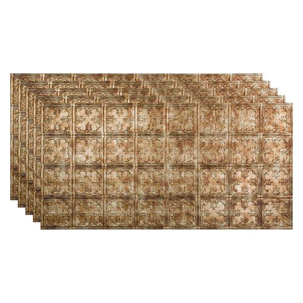 Fasade Traditional 10 2 Ft X 4 Ft Glue Up Vinyl Ceiling Tile In Bermuda Bronze 40 Sq Ft 9868