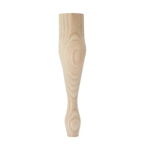 Queen Anne Table Leg with Chamfer - 12 in. H x 1.75 in. Dia. - Sanded Unfinished Ash Wood - DIY Kitchen and Dining Table