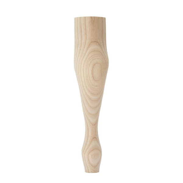 Waddell Queen Anne Table Leg with Chamfer - 12 in. H x 1.75 in. Dia. - Sanded Unfinished Ash Wood - DIY Kitchen and Dining Table