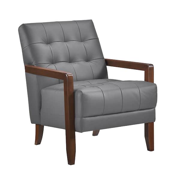 Saratoga Dark Gray Leather Upholstery Accent Chair