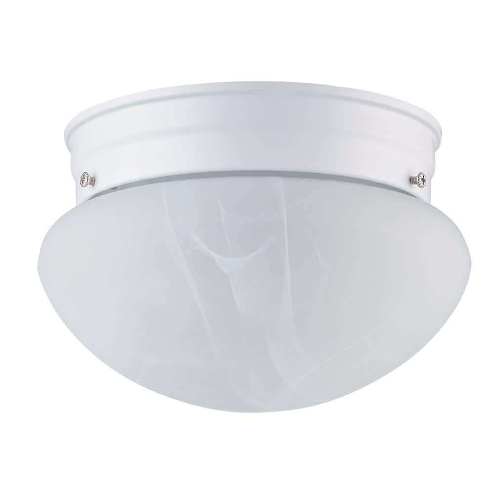 Dash 8" White Marbleized Glass Globe Flush Mount Light