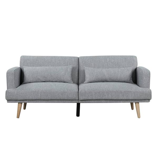 Serta Princeton 79.9 in. Gray Polyester Full Size Sofa Bed 113A015GRY The Home Depot