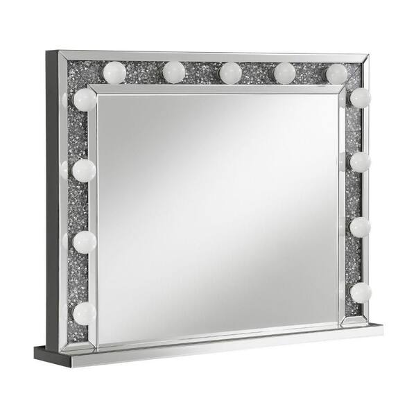 Benjara 39.50 In. W X 31.5 In. H Wood Framed Rectangle Crystal Inlay ...