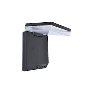 1-Light Black Outdoor Solar Powered Integrated LED Lantern Wall Mount Sconce with Motion Sensing Feature