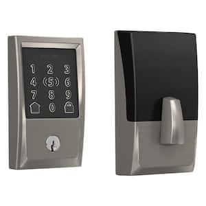 Century Satin Nickel Electronic Encode Plus Smart WiFi Deadbolt with Alarm