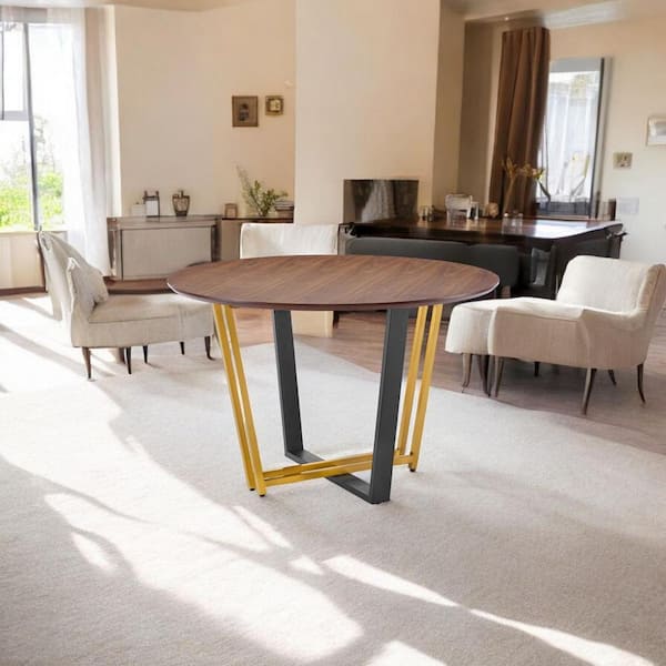 HomeRoots Brown Wood 48 in. Sled Dining Table Seats 4