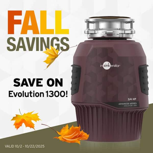 Evolution 1300, 3/4 HP Garbage Disposal, Continuous Feed Food Waste Disposer w EZ Connect Cord & Putty-Free Sink Seal