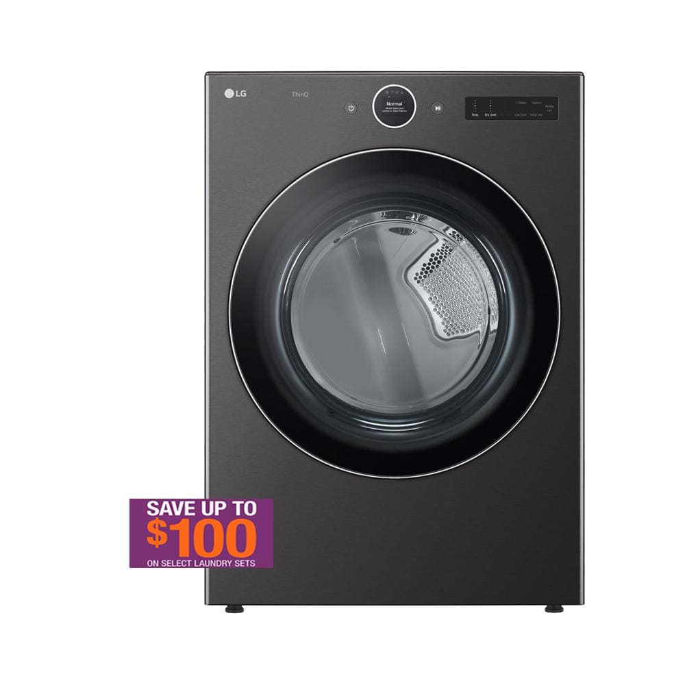LG 7.4 cu. ft. Vented Stackable SMART Electric Dryer in Black Steel with TurboSteam and AI Sensor Dry Technology