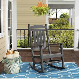 Kenly Gray Classic Plastic Outdoor Rocking Chair