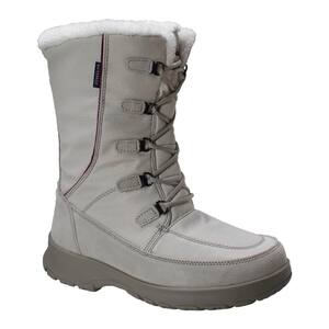 Women Size 8 White Nylon Waterproof Winter Boots with Suede Trim