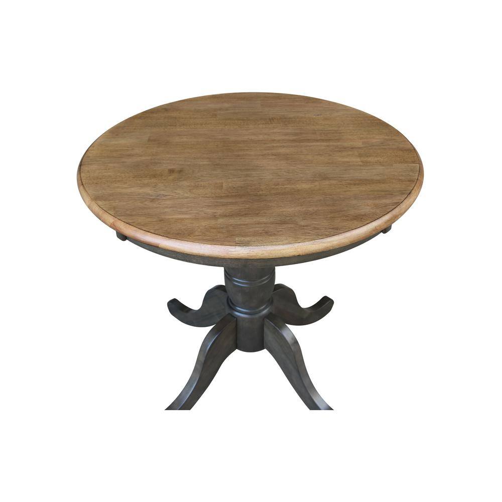 Hickory and Washed Coal Round Wood Pedestal Dining Table