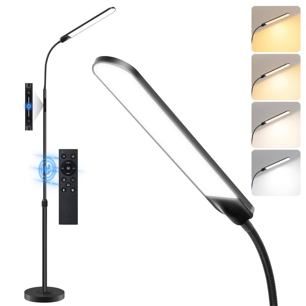 BICIK 73 in. Modern Black Standard LED Floor Lamp with Remote