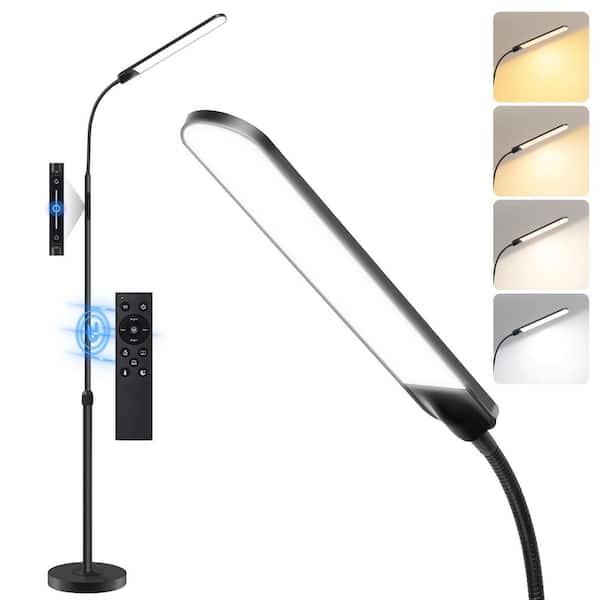 BICIK 73 in. Modern Black Standard Adjustable Height Dimmable LED Floor Lamp with 4-Color Temperatures and Remote Control