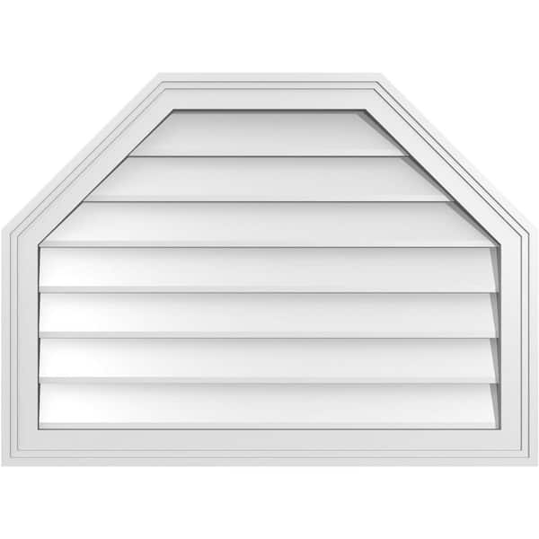 Ekena Millwork 30 in. x 22 in. Octagonal Top Surface Mount PVC Gable Vent: Decorative with Brickmould Frame