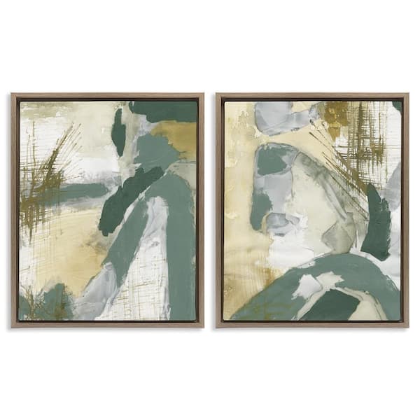 Stupell Industries Rustic Abstraction in Neutrals by Vanna Lam 2 Pieces Brown Floater Frame Abstract Graphic Art Print 21 in. x 17 in.