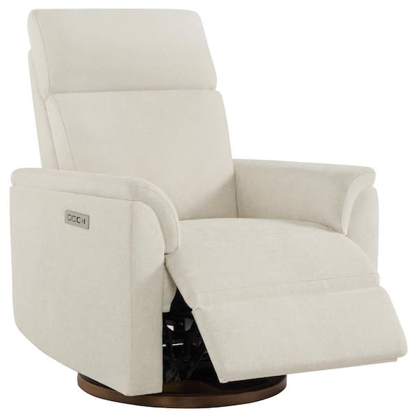 Amos Linen Fabric Swivel Glider Power Recliner Chair with Power Headrest, Nightlight, USB and Type-C Charging Ports