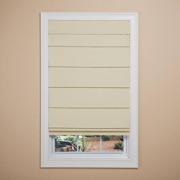 Elegant Home Fashions Tan Cordless Textured Room Darkening Fabric Roman Shade with Lining 27 in. W x 64 in. L