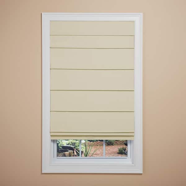 Elegant Home Fashions Tan Cordless Textured Room Darkening Fabric Roman Shade with Lining 48 in. W x 64 in. L