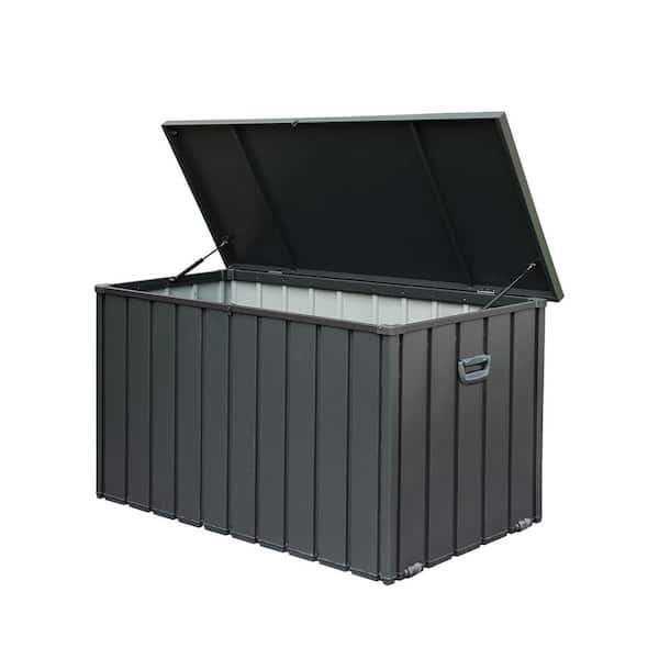 190 Gal. Galvanized Steel Lockable Outdoor Deck Box Gray