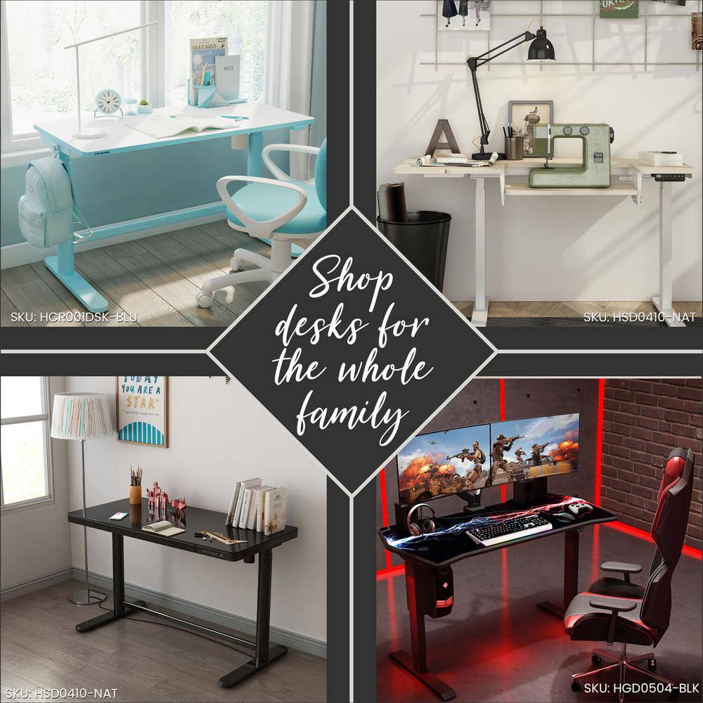 Modern 47" Black Adjustable Height Work Desk with Metal Frame