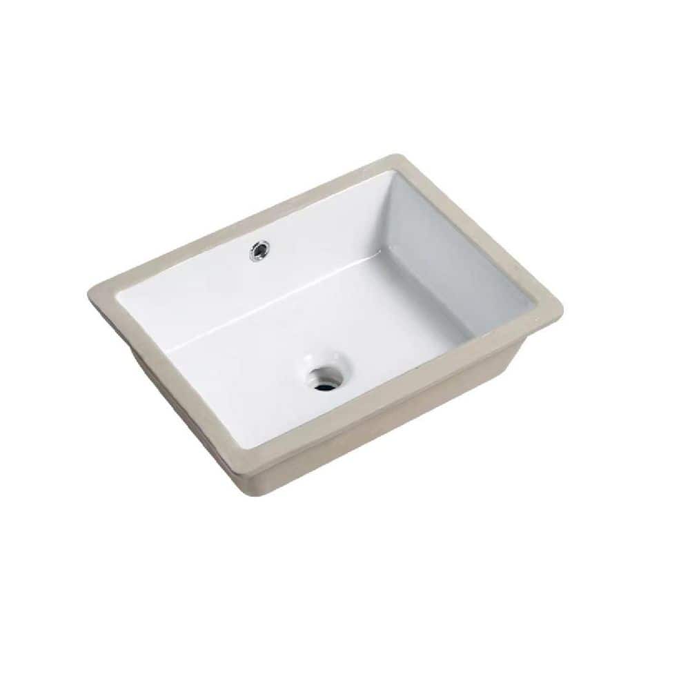 19.7 in. Undermount Rectangular Bathroom Sink Deep Basin with Overflow Drain in Milk White Ceramic price history on PriceWatchPro