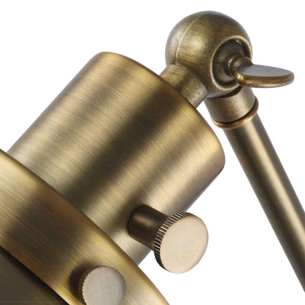 Hinton Nickel Swing Arm Wall Light with Vintage Brass Finish