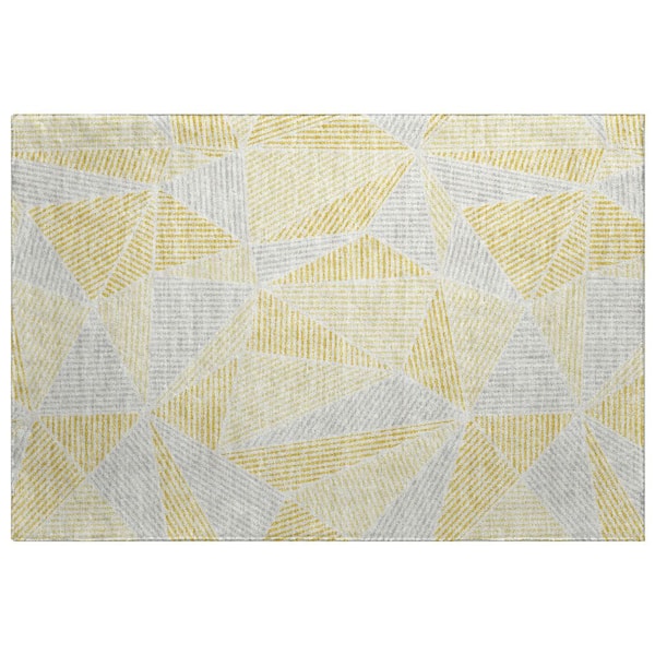 Dream Shag Premium Machine Washable Abstract ADS618 Gold 2 ft. x 3 ft. Accent Rug