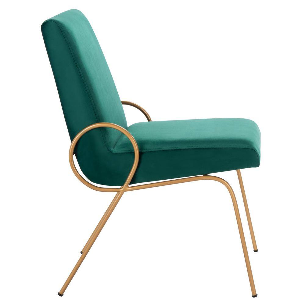 Emerald Velvet Upholstered Side Chair with Gold Metal Frame
