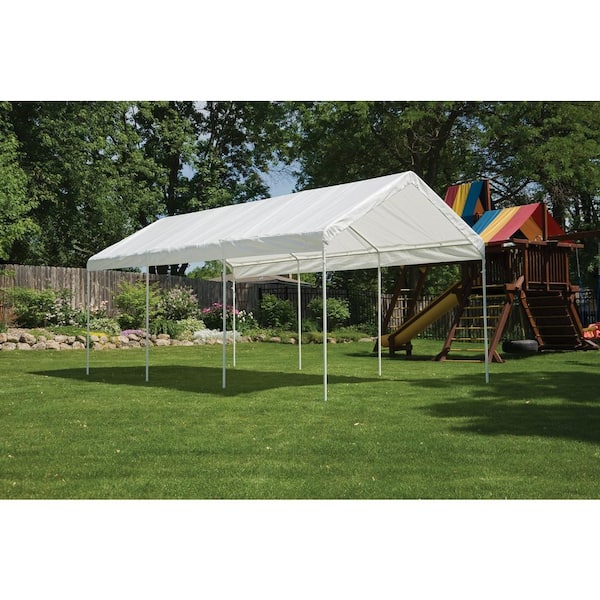 MaxAP 10 ft. W x 20 ft. D 8-Leg Heavy-Duty Steel Gazebo White Canopy