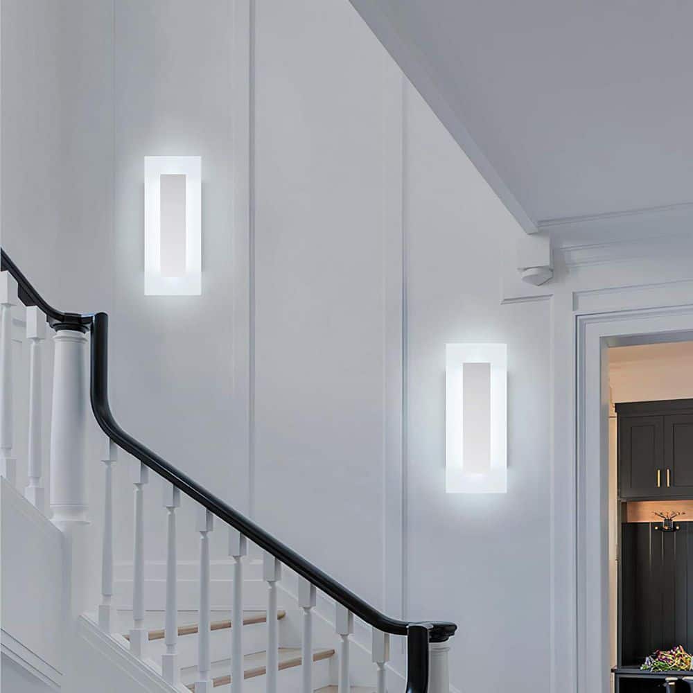 Home Lighting 9W 2-Light T-6000K-Chrome-2Pack Modern Plug Wall Sconce for Bedroom