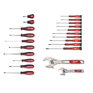 Screwdriver Set with Precision Screwdriver Set and 6 in. and 10 in. Adjustable Wrench Set (22-Piece)