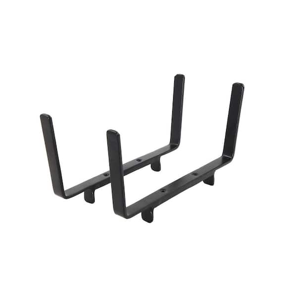 Flower Box Metal Brackets for 2 in. x 6 in. Rail, 6 in. Tall, Black Powder Coat Finish