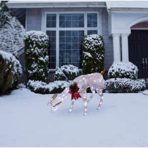 28 in. H Mesh Grazing Holiday Reindeer Lawn Decoration with Cool White Lights