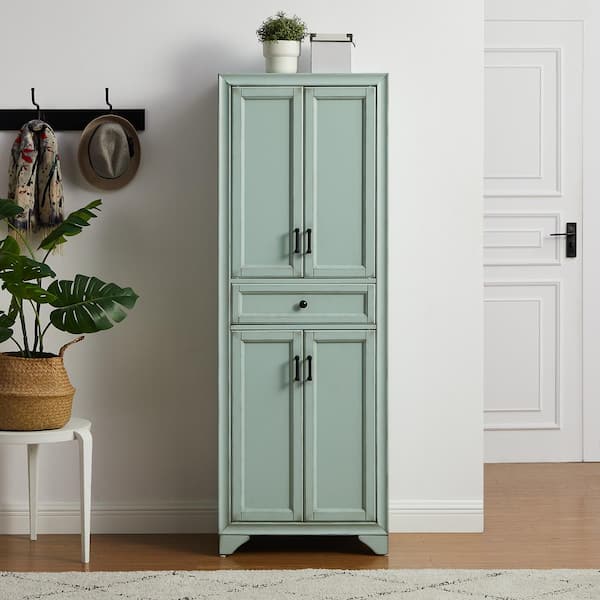 CROSLEY FURNITURE Tara Blue Engineered Wood 23.75 in. Kitchen Storage Pantry Cabinet