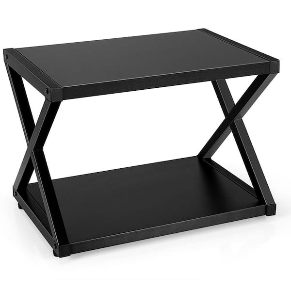 Costway Desktop Printer Stand 2 Tiers Storage Shelves with Anti-Skid Pads Black