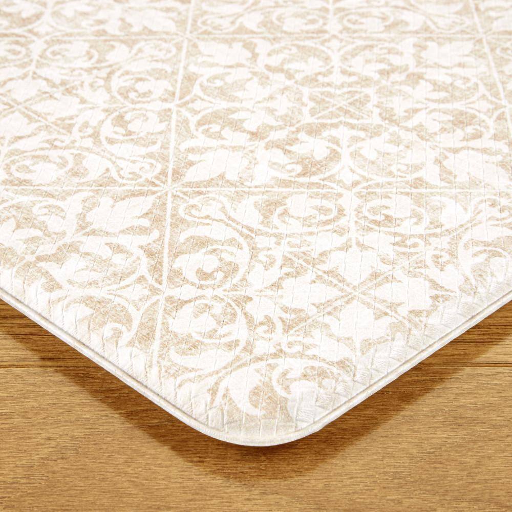 Beige Medallion Memory Foam Non-Slip Runner Mat