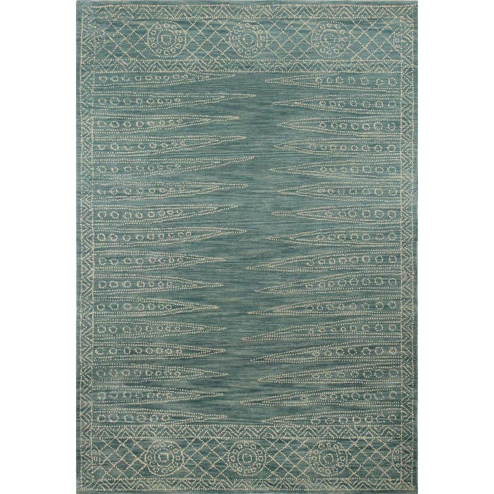 Venezia Teal 8 ft. x 10 ft. (76 x 96) Geometric Transitional Area Ru