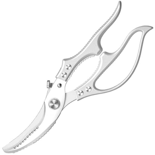 Silver Poultry Shears, Stainless Steel Kitchen Shears with Non-Slip Handle and Safety Lock, Kitchen Scissors for Meat