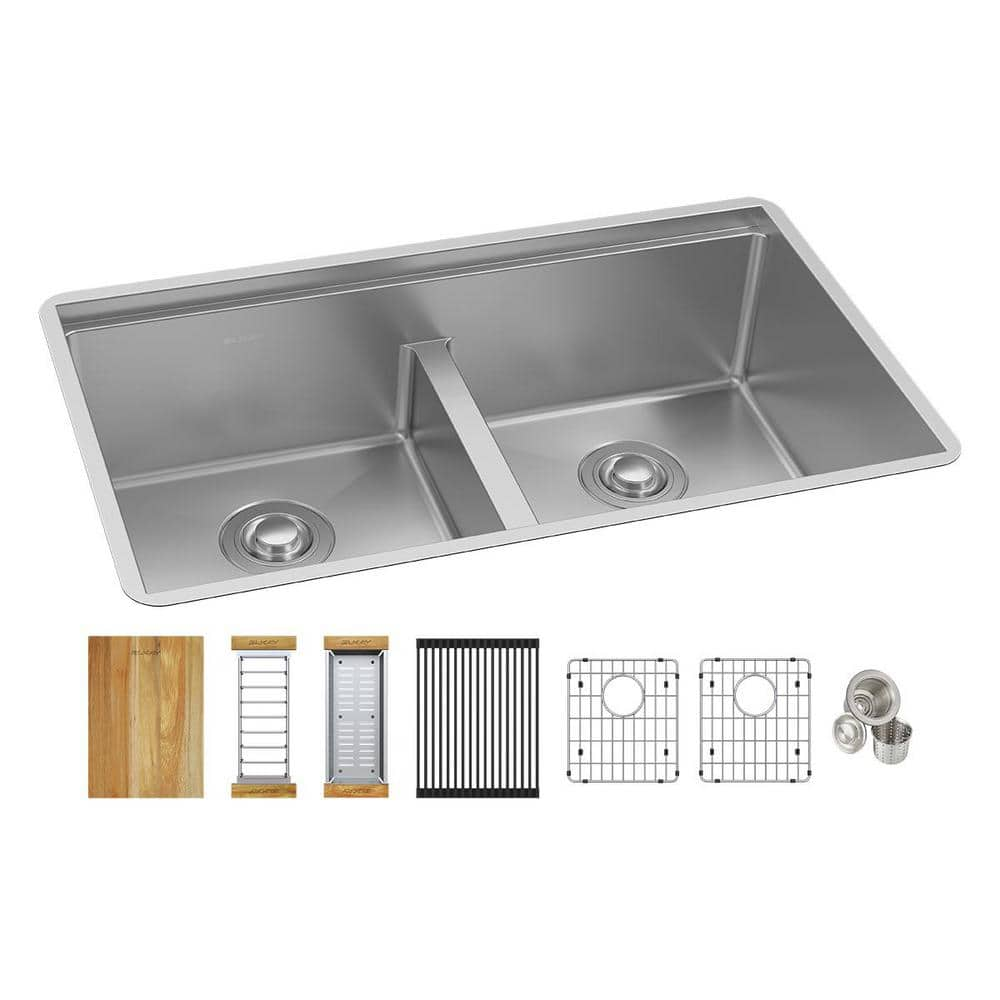 UPC 094902122663 product image for Crosstown 31.5 in. Undermount Double Bowl Polished Satin Stainless Steel Kitchen | upcitemdb.com