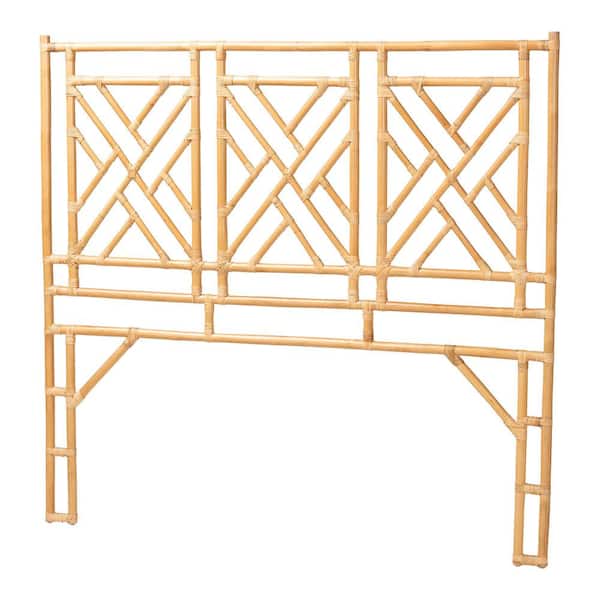 Karavo Natural Brown Rattan Queen Standalone Headboard