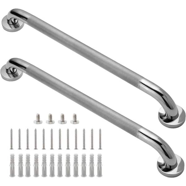 Unbranded 24.9 in. Concealed Screw Grab Bar, Stainless Steel, Waterproof, Rust-Proof, Anti-Slip, 2-Pack, Chrome, Elderly/Disabled
