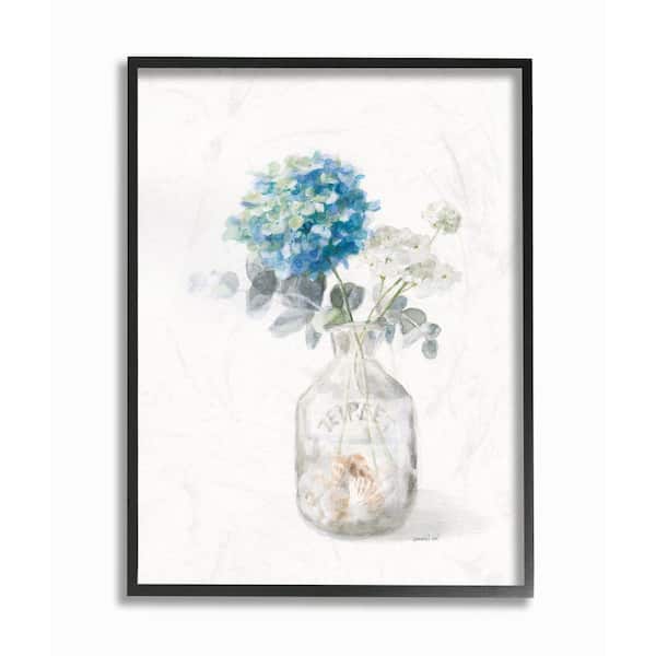 Stupell Industries 11 in. x 14 in. "Flower Jar Beach Still Life Blue Painting" by Danhui Nai Framed Wall Art