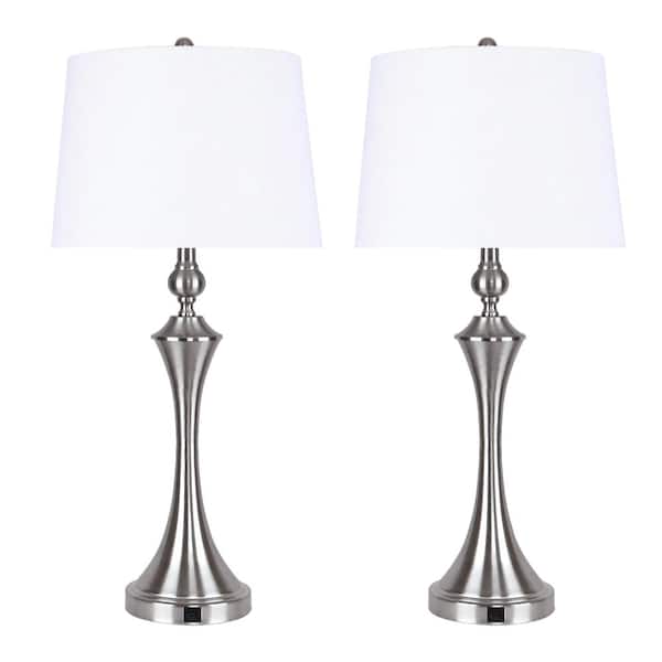 Grandview Gallery 31 In Brushed Nickel, Brushed Nickel Table Lamp With White Shade