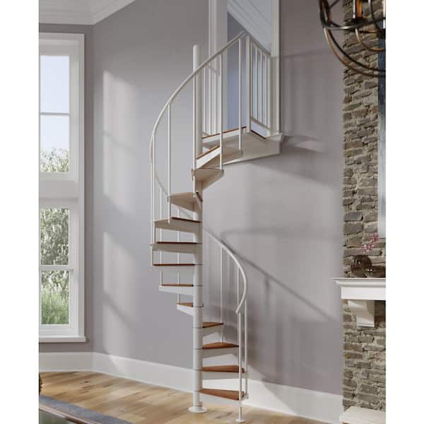 Condor White Interior 42in Diameter, Fits Height 102in - 114in, 2 36in Tall Platform Rails Spiral Staircase Kit