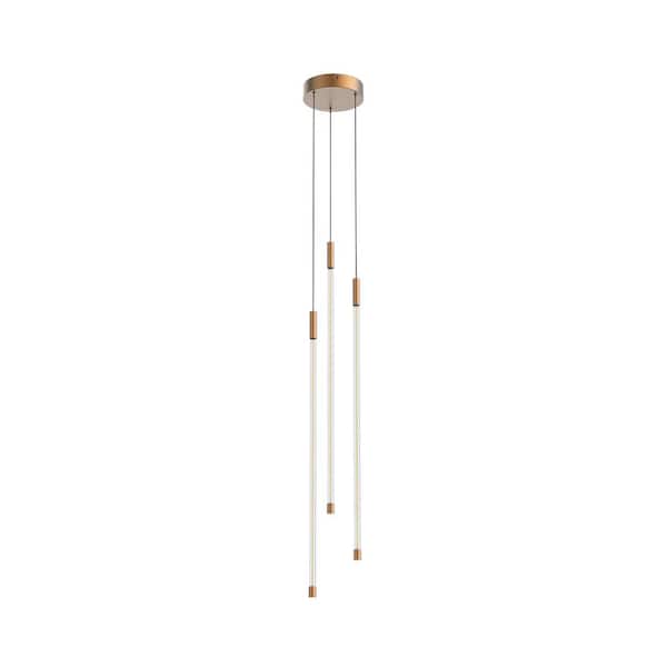KUZCO Motif 27 in. 1 Light 26-Watt Brushed Gold Integrated LED Pendant Light