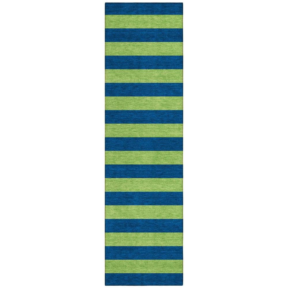 Navy Blue 2 ft. x 8 ft. Woven Striped Polyester Runner Indoor/Outdoor Area Rug price history on PriceWatchPro