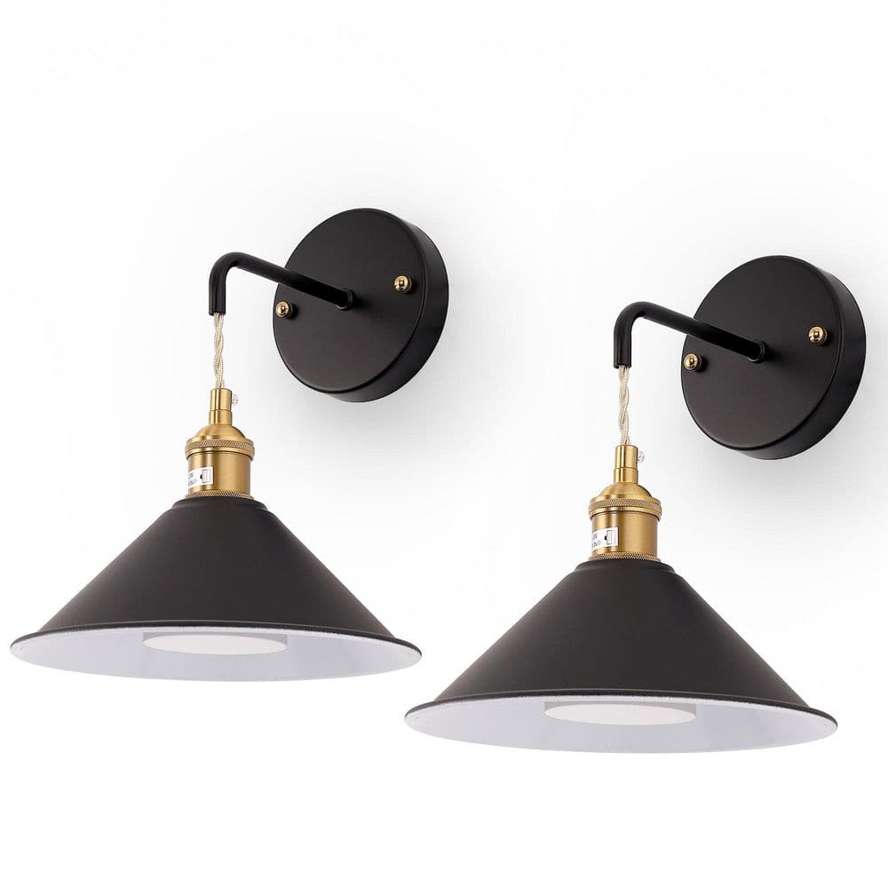 (2-Pack) 8.85 in. 1-Light Black Industrial Wall Sconce with Bell-Shaped Shade, E26 Base, Bulbs Included price history on PriceWatchPro