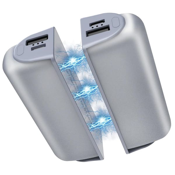 10000 mAh Silver Split-Magnetic Hand Warmers Portable Power Bank (2-Pack)