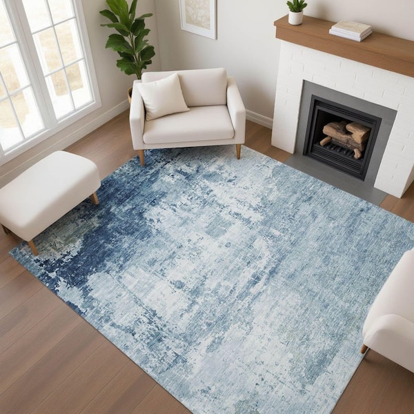 Mayfield Premium Machine Washable Abstract AMF1766 Blue 5 ft. x 7 ft. 6 in. Area Rug