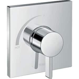 Hansgrohe Ecostat Square 2 Handle Shower Trim Kit In Chrome Valve Not Included 15714001 The Home Depot
